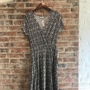 Plume and Thread Wrap Dress in Black and White